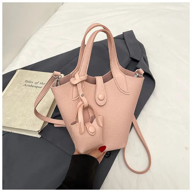 Korean Style Beige Leather Bucket Bag 2026 — feature 43