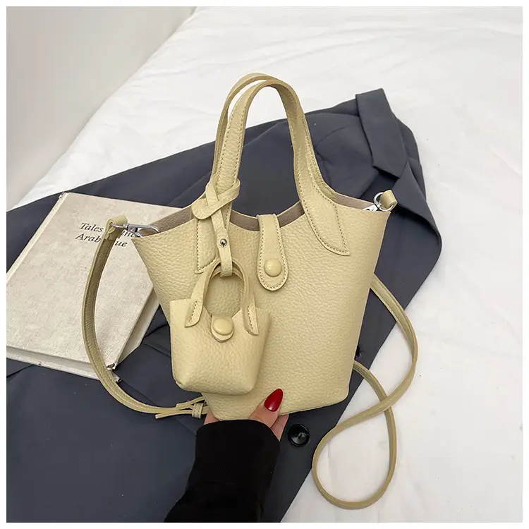 Korean Style Beige Leather Bucket Bag 2026 — feature 45