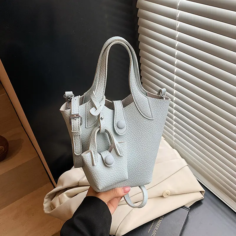 Korean Style Beige Leather Bucket Bag 2026 - Image 3