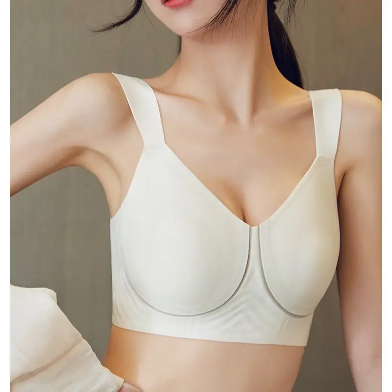 Big Chest Showy Rabbit Ear Cup Thin Litching Underwear Summer Traceless Parammary Anti-sagging plus size Soft Support Bra