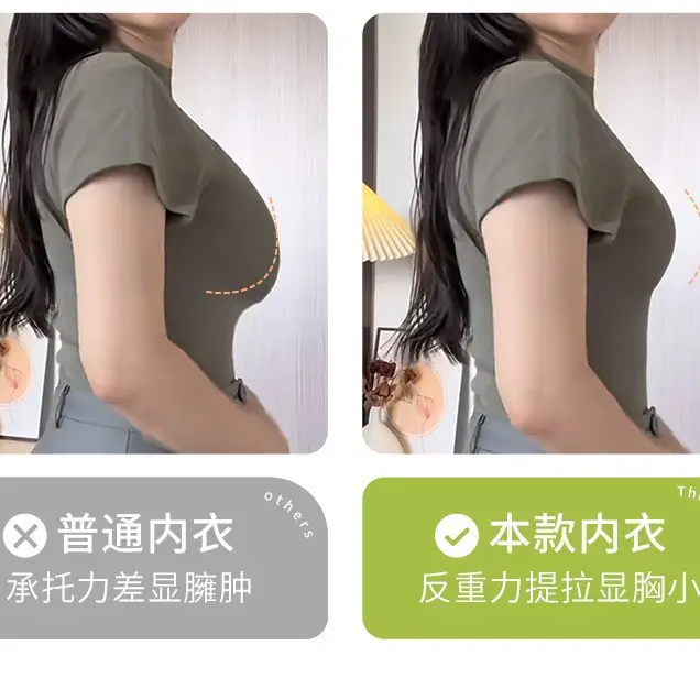 Big Chest Showy Rabbit Ear Cup Thin Litching Underwear Summer Traceless Parammary Anti-sagging plus size Soft Support Bra