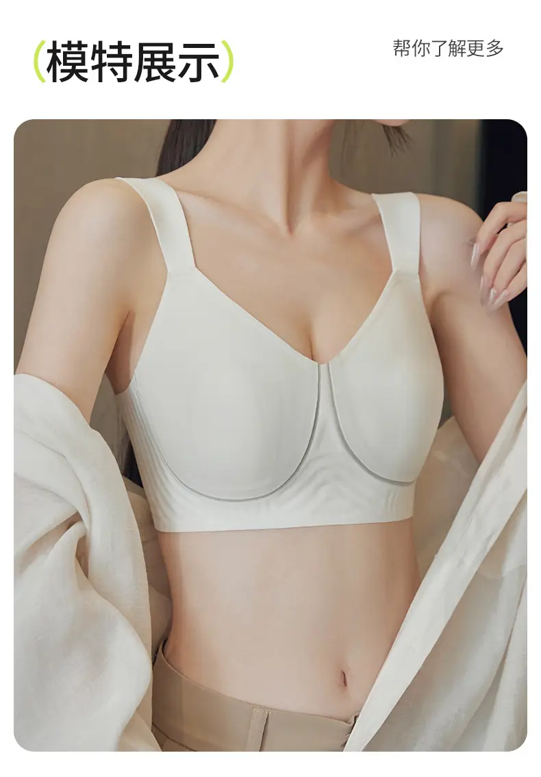 Big Chest Showy Rabbit Ear Cup Thin Litching Underwear Summer Traceless Parammary Anti-sagging plus size Soft Support Bra — feature 12