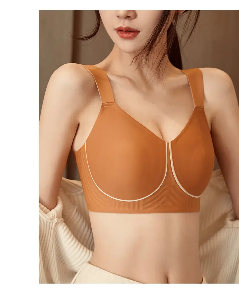 Big Chest Showy Rabbit Ear Cup Thin Litching Underwear Summer Traceless Parammary Anti-sagging plus size Soft Support Bra — feature 15