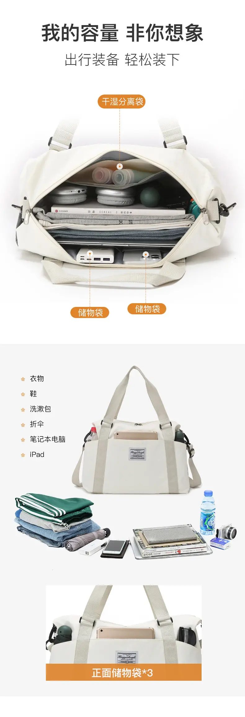 Large Capacity Travel Storage Bag Crossbody Shoulder Bag — feature 4