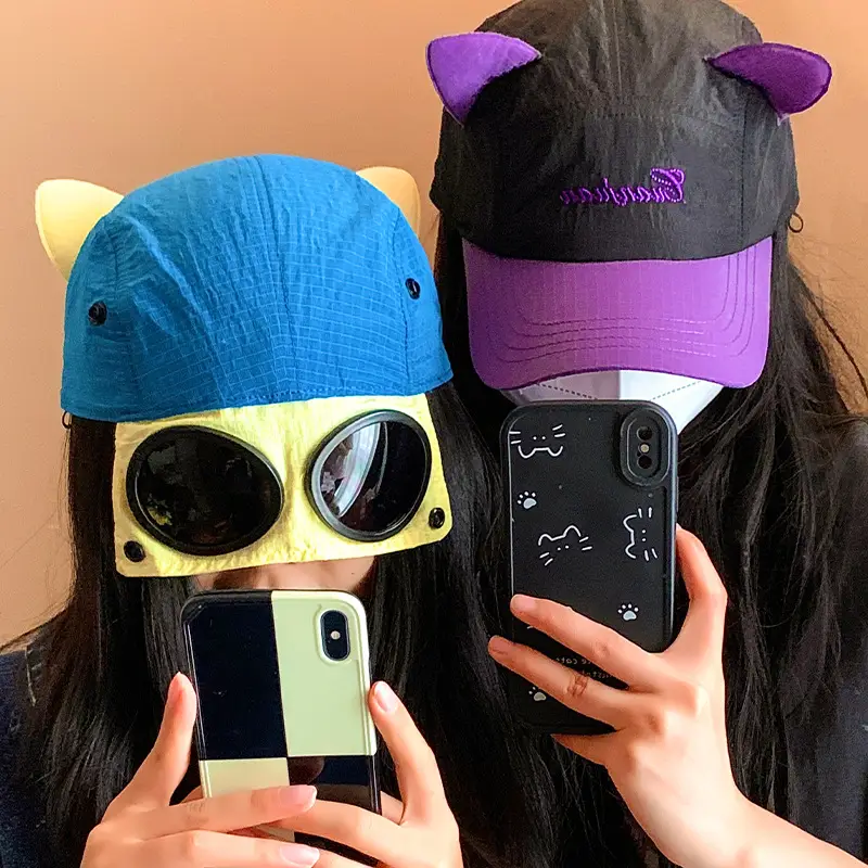 Cute Cat Ears Sunglasses Cap Women Summer