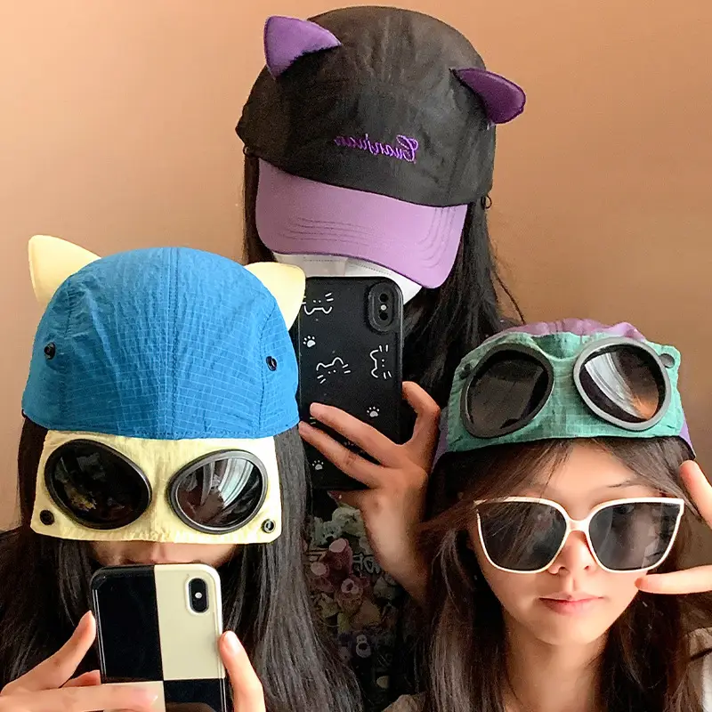 Cute Cat Ears Sunglasses Cap Women Summer