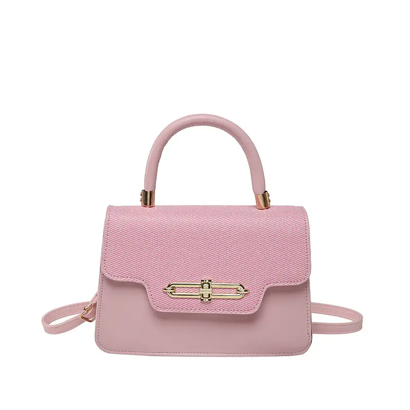 Women's Blue Black Crossbody Bag with Gold Clasp - Image 10