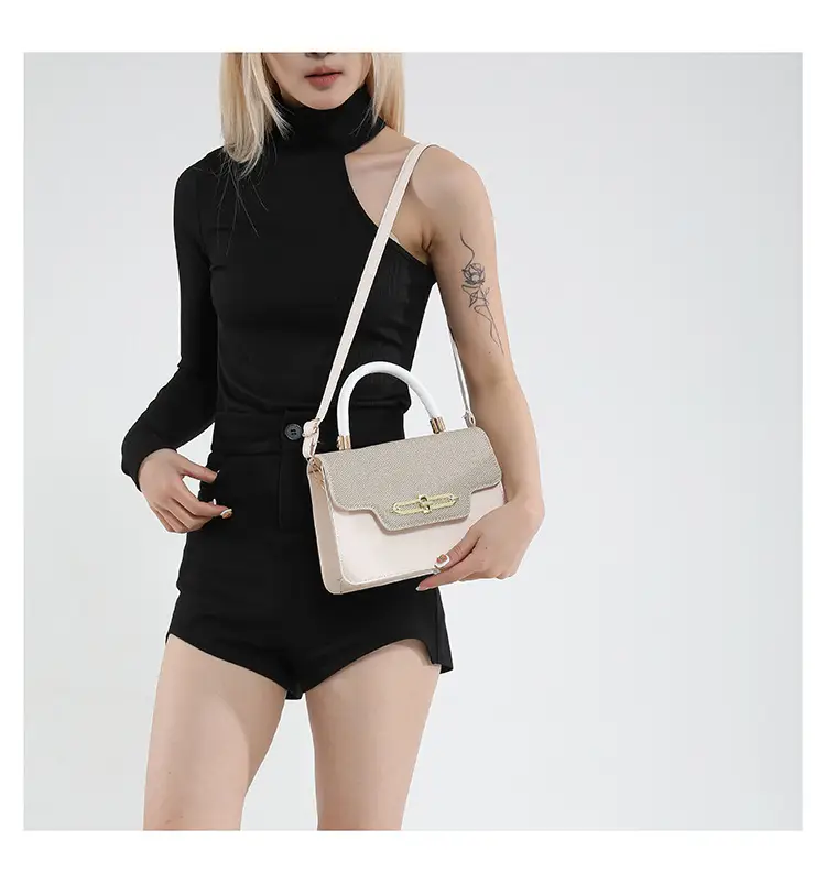 Women's Blue Black Crossbody Bag with Gold Clasp — feature 14