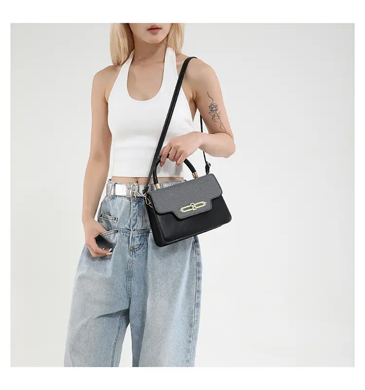 Women's Blue Black Crossbody Bag with Gold Clasp — feature 16