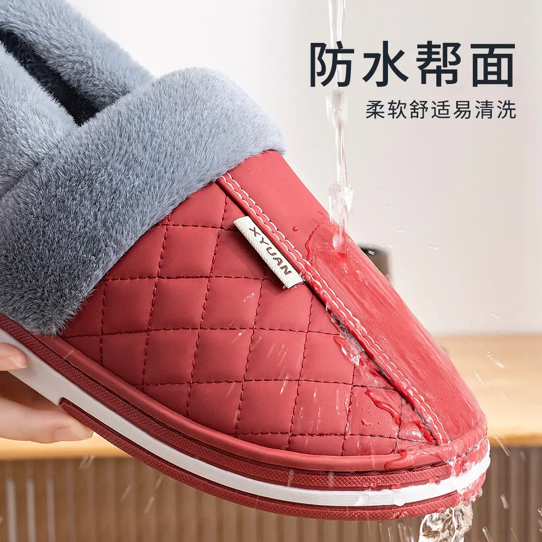 Middle-aged and elderly cotton slippers women's autumn and winter 2024 new indoor warm fleece-lined cotton shoes women's bag heel plus size - Image 6