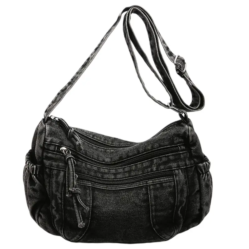 New Large Capacity Women's Bag Denim Washed Retro American Style Shoulder Crossbody Bag