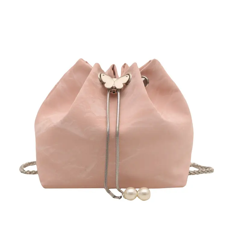 Pink Chain Drawstring Shoulder Bag for Women - Image 10