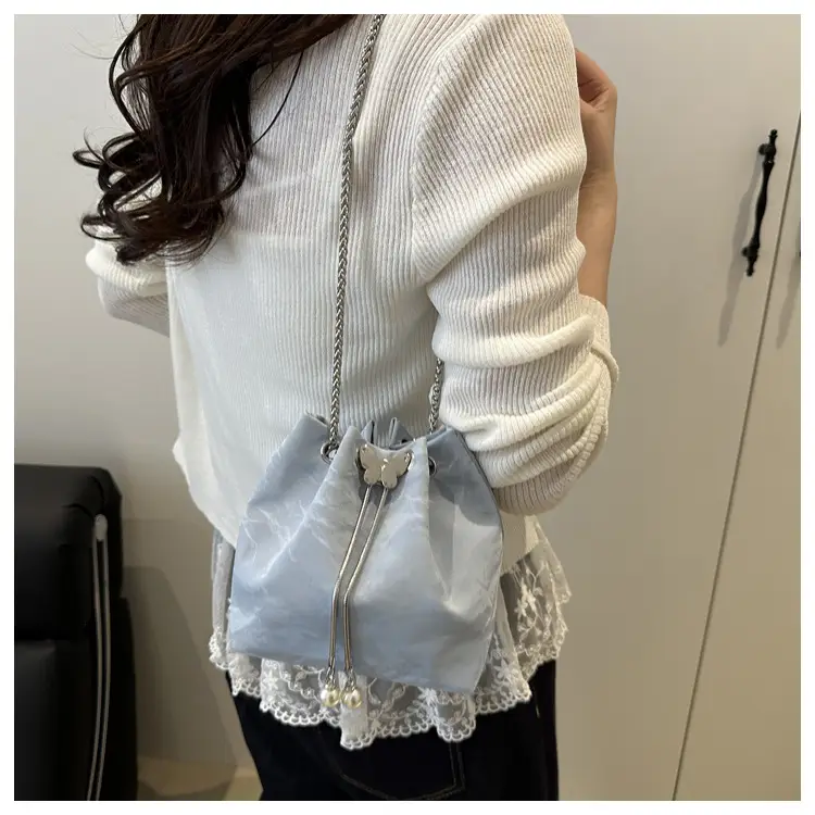 Pink Chain Drawstring Shoulder Bag for Women — feature 13