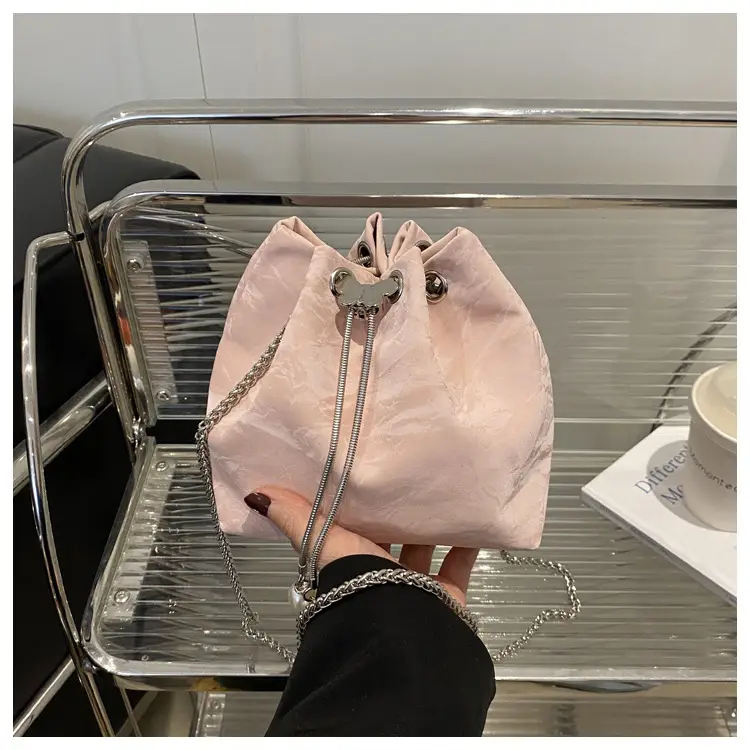 Pink Chain Drawstring Shoulder Bag for Women — feature 22
