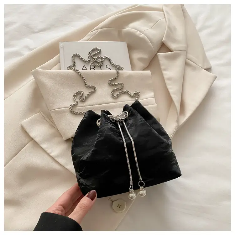Pink Chain Drawstring Shoulder Bag for Women — feature 24