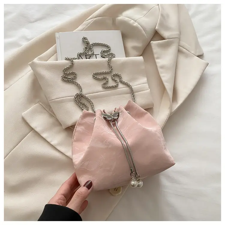 Pink Chain Drawstring Shoulder Bag for Women — feature 27