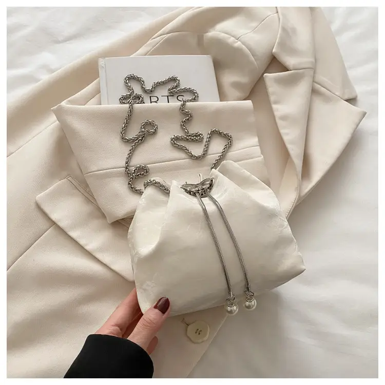 Pink Chain Drawstring Shoulder Bag for Women — feature 28