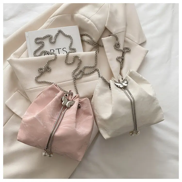 Pink Chain Drawstring Shoulder Bag for Women — feature 29