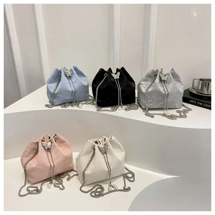 Pink Chain Drawstring Shoulder Bag for Women — feature 30