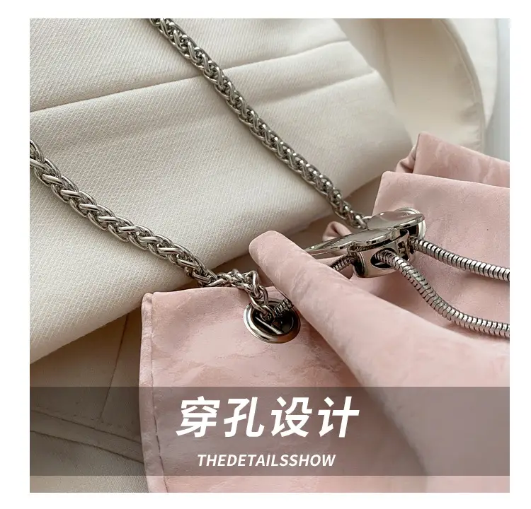 Pink Chain Drawstring Shoulder Bag for Women — feature 6