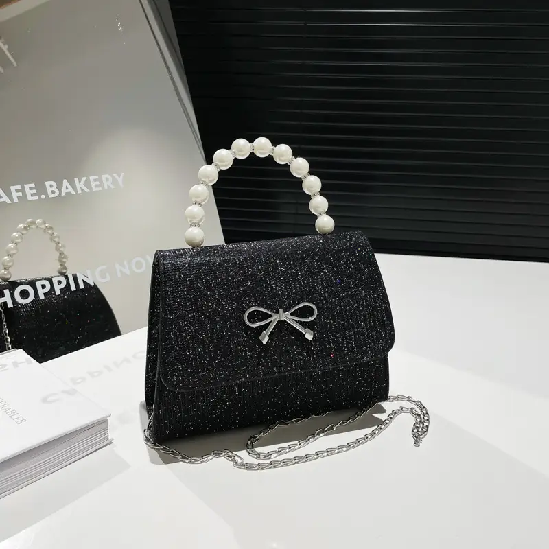 Black Pearl Handheld Shoulder Bag for Women - Image 5
