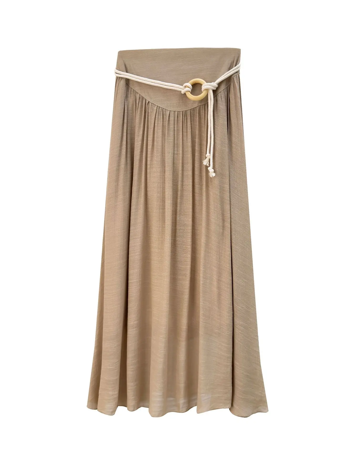 With Belt Drapey Zen Cotton Linen Skirt Large Hem - Image 8