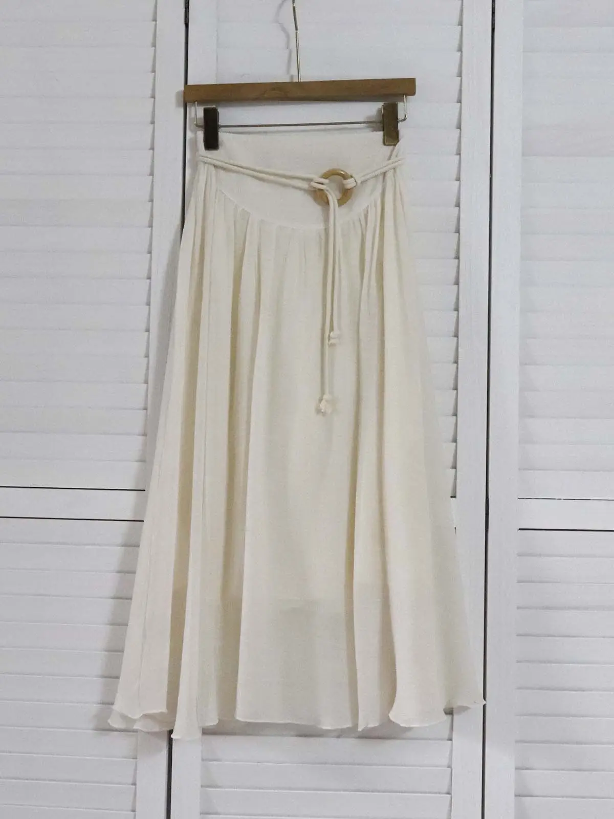 With Belt Drapey Zen Cotton Linen Skirt Large Hem — feature 11