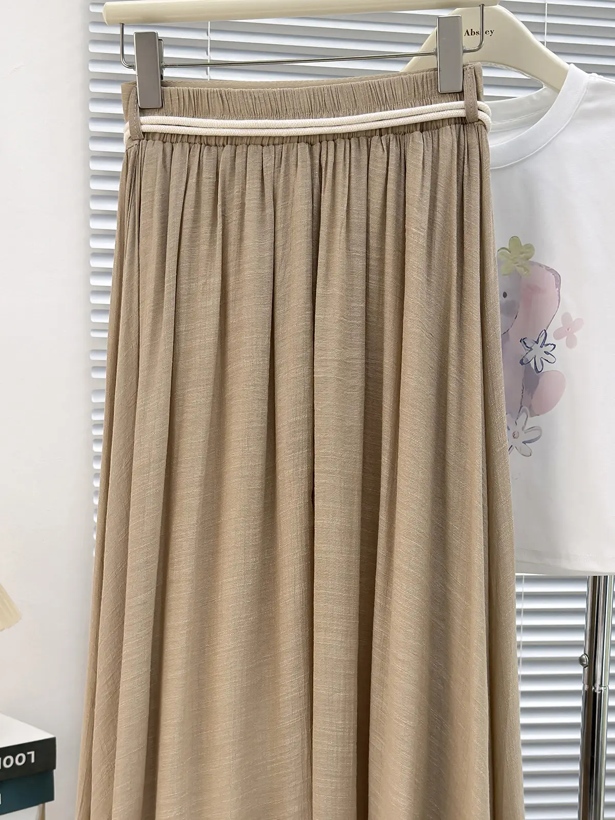 With Belt Drapey Zen Cotton Linen Skirt Large Hem — feature 6