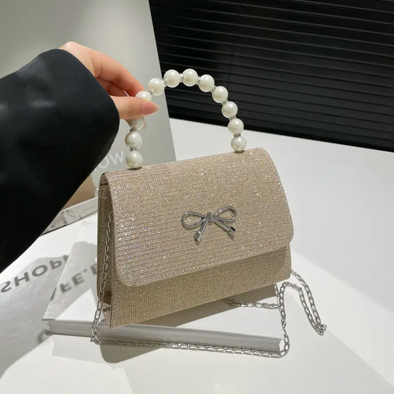 Shiny Pearl Bow Shoulder Bag for Women - Image 6