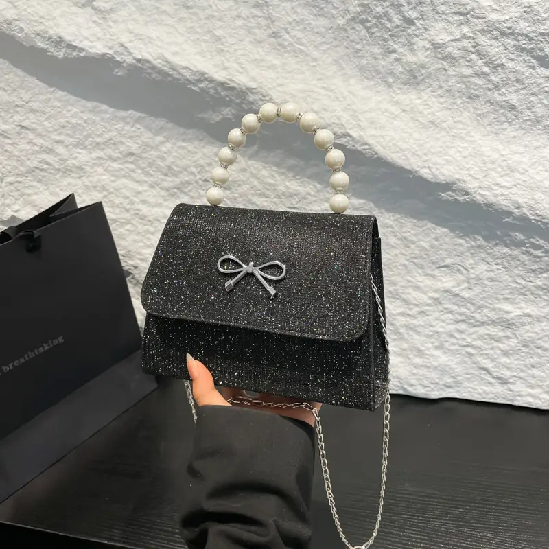 Shiny Pearl Bow Shoulder Bag for Women - Image 8