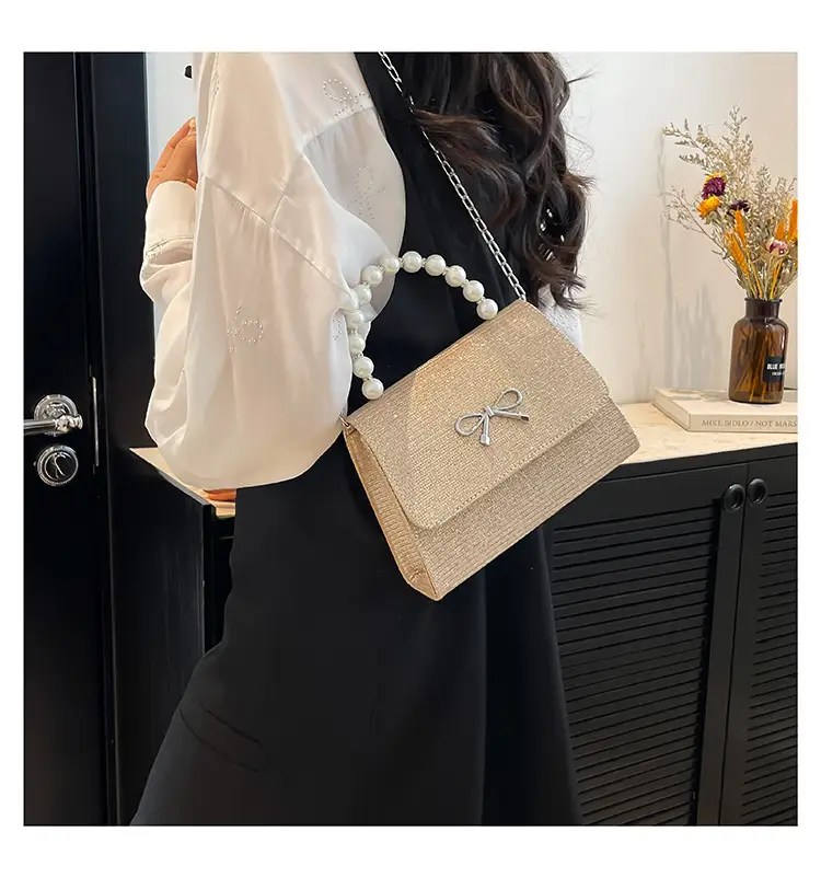 Shiny Pearl Bow Shoulder Bag for Women — feature 14