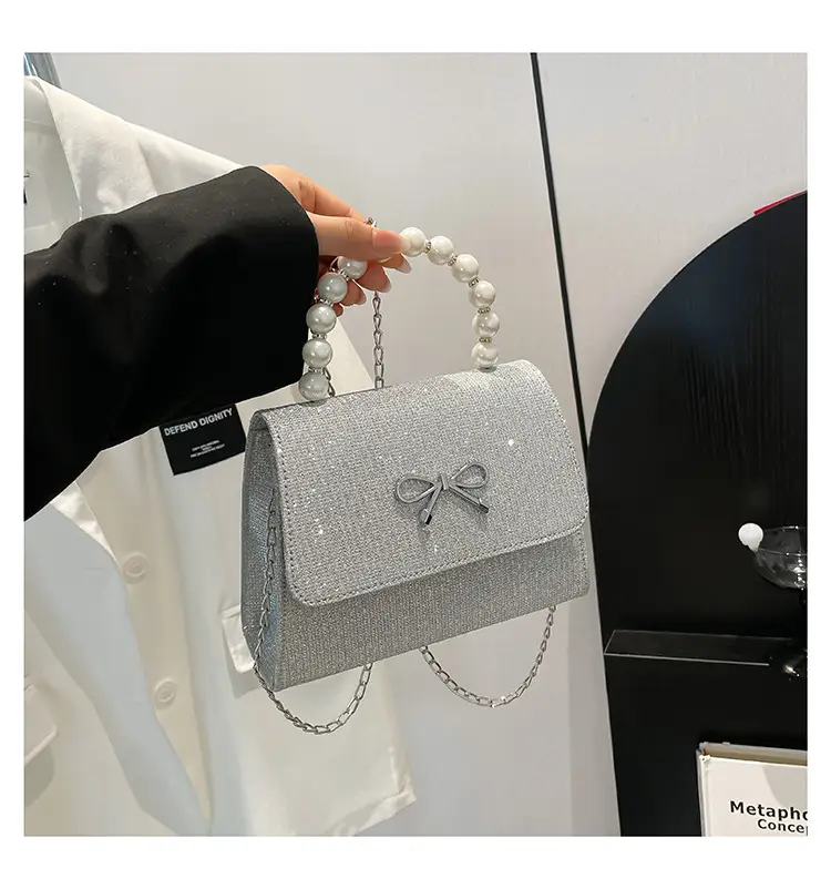 Shiny Pearl Bow Shoulder Bag for Women — feature 21