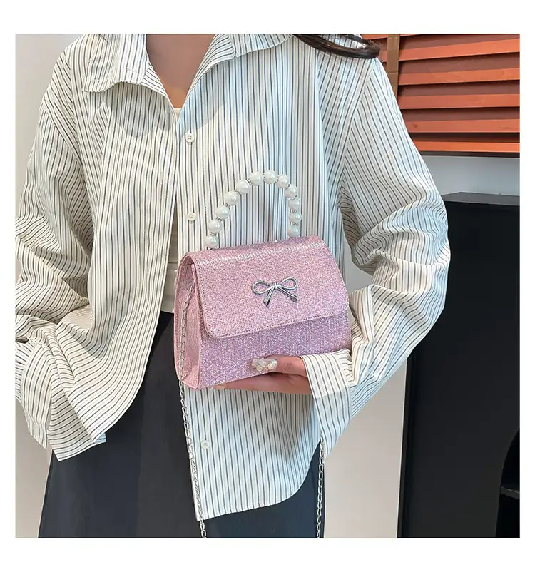 Shiny Pearl Bow Shoulder Bag for Women — feature 9