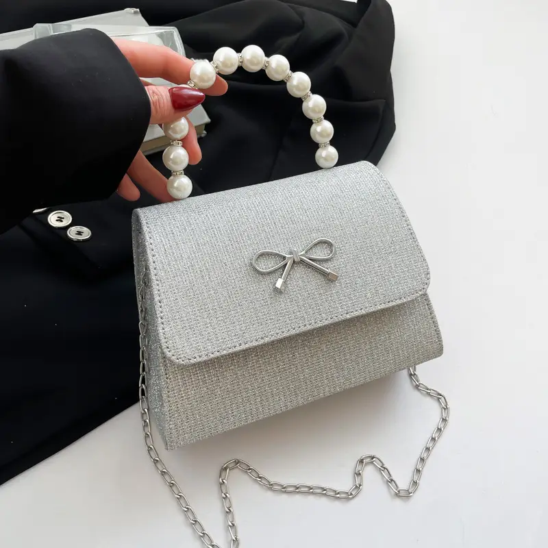 Shiny Pearl Bow Shoulder Bag for Women - Image 4