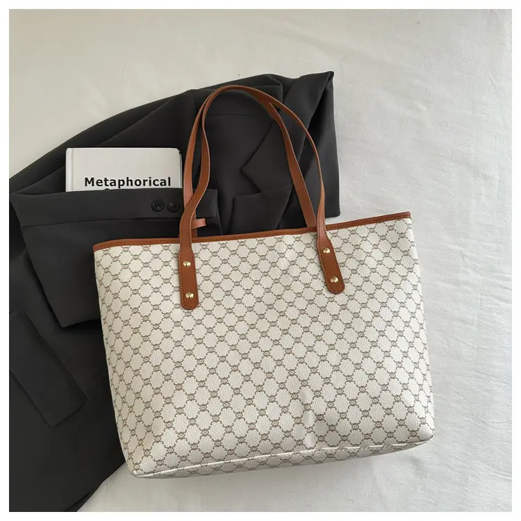 2026 Textured Shoulder Bag Large Capacity Letter Print Tote — feature 14
