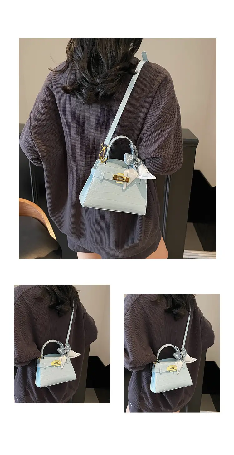 Women Croc Leather Handbag with Bow 2025 — feature 14