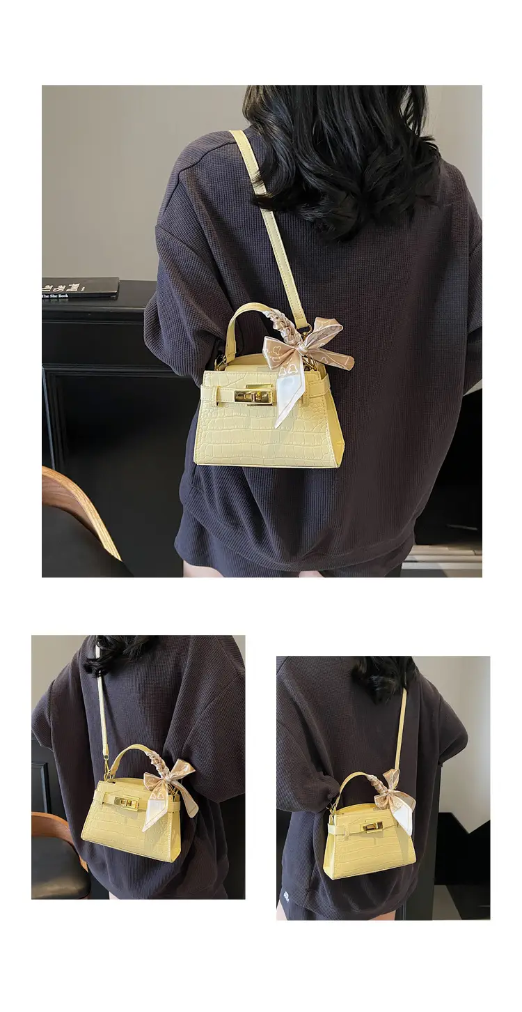 Women Croc Leather Handbag with Bow 2025 — feature 15