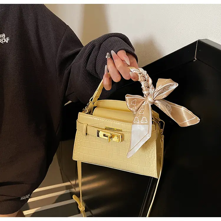 Women Croc Leather Handbag with Bow 2025 — feature 21