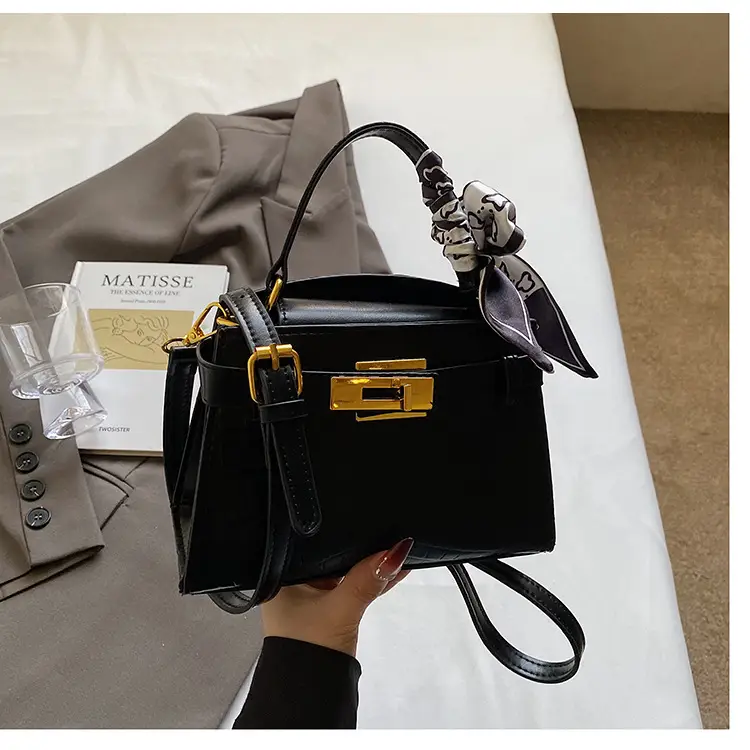 Women Croc Leather Handbag with Bow 2025 — feature 23