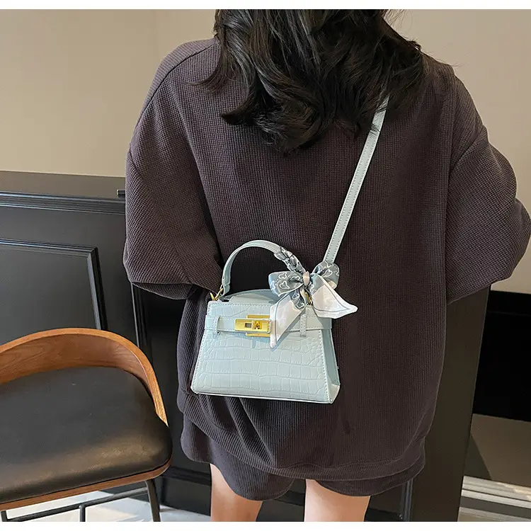 Women Croc Leather Handbag with Bow 2025 — feature 32