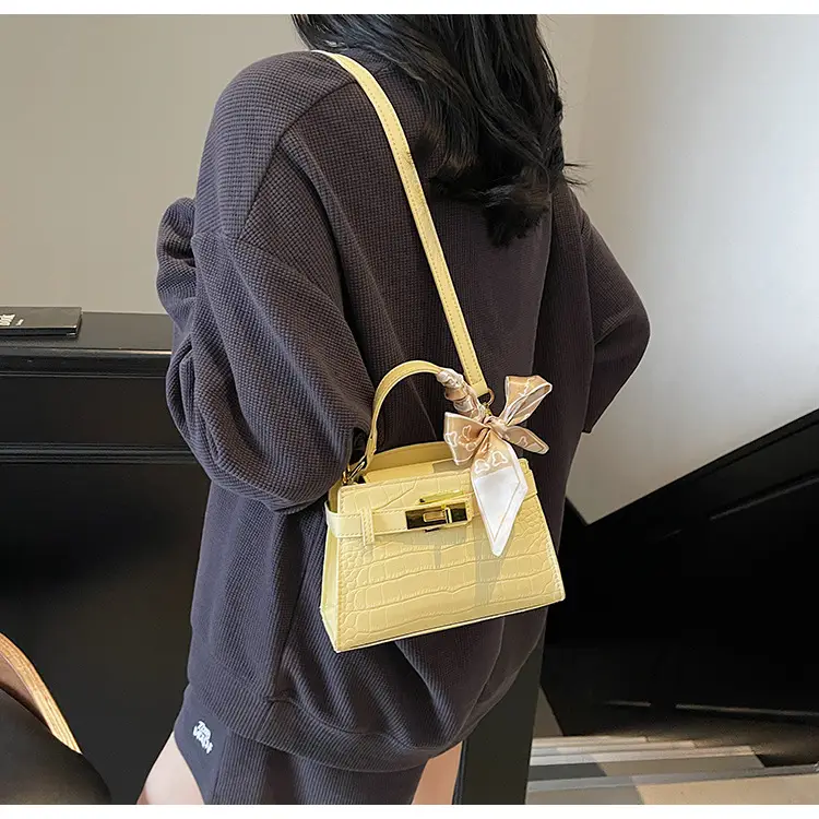 Women Croc Leather Handbag with Bow 2025 — feature 33