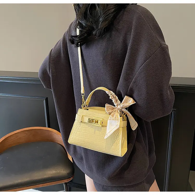 Women Croc Leather Handbag with Bow 2025 — feature 34