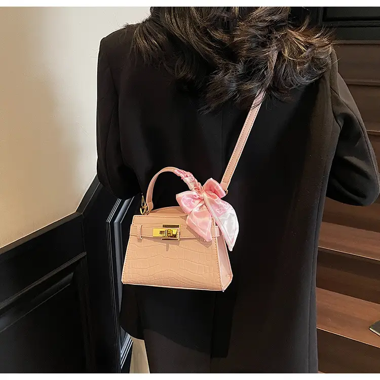 Women Croc Leather Handbag with Bow 2025 — feature 35