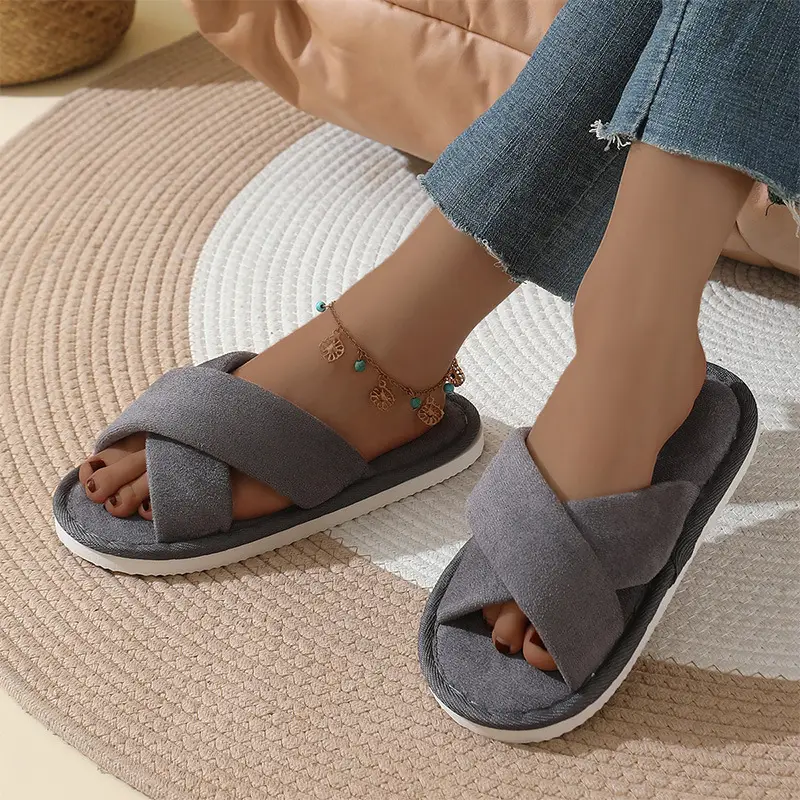 Indoor Home Men's Slippers Spring and Autumn Soft Bottom Bedroom Floor Non-Slip Suede Silent Slippers Women's Autumn and Winter - Image 3