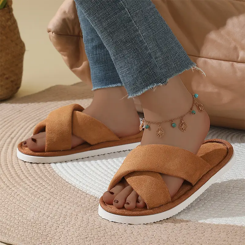 Indoor Home Men's Slippers Spring and Autumn Soft Bottom Bedroom Floor Non-Slip Suede Silent Slippers Women's Autumn and Winter - Image 5