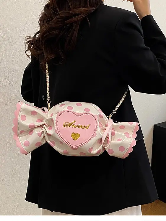 Women's Heart-Shaped Crossbody Candy Bag with Bow