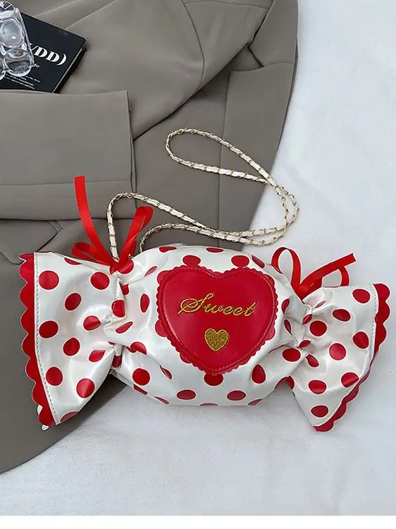 Women's Heart-Shaped Crossbody Candy Bag with Bow