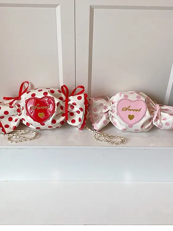 Women's Heart-Shaped Crossbody Candy Bag with Bow