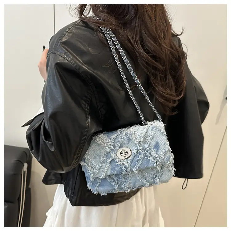 2025 Spring Shoulder Bag Denim Chain Flip Small Square — feature 15