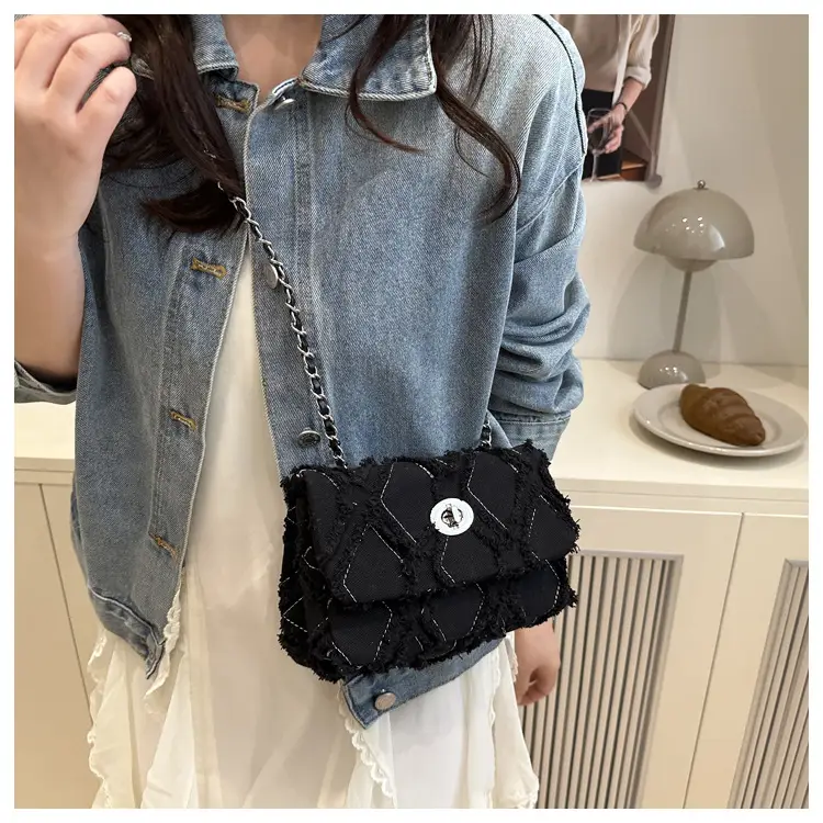 2025 Spring Shoulder Bag Denim Chain Flip Small Square — feature 16